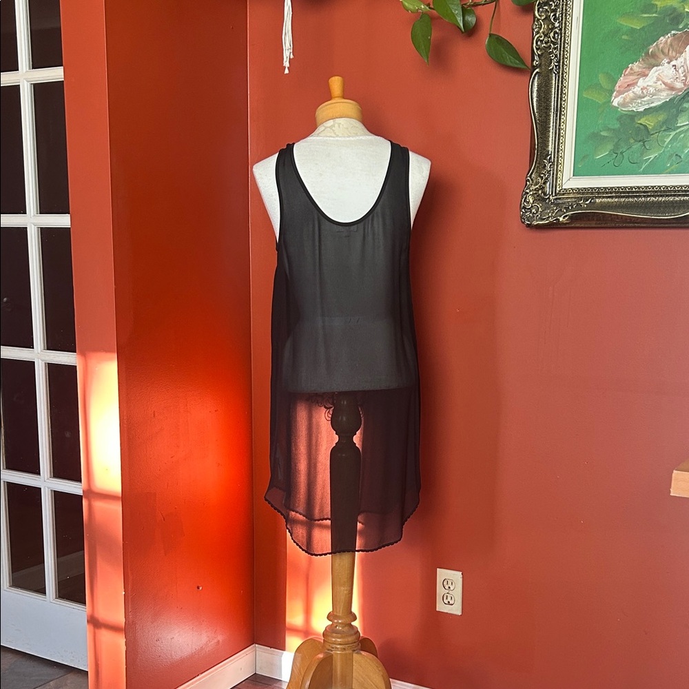 Wilfred Aritzia Long Black Sheer Silk Tank Top - Picture 10 of 13